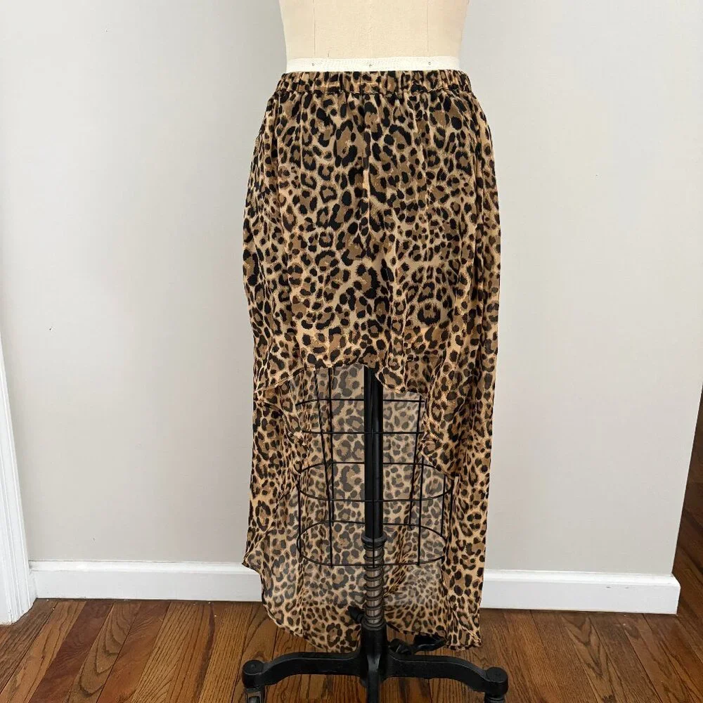 Divided by H&M High Low Leopard Print Flowy Elastic Band Boho Rocker Edgy Chic 6